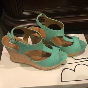 BP Teal Suede Wedges